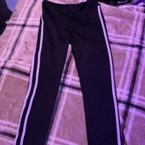 Black, white stripped leggings.
